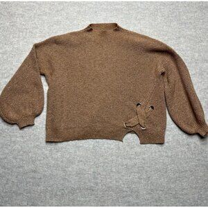 Kerisma Brown Balloon Sleeve Knit Angola Blend Sweater Size Medium/Large